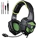 PS4 Gaming Headset,Sades SA807 Stereo PC Computer Headphones with Microphone Flexible,Volume Control Over Ear Noise Canceling 3.5mm Jack for New Xbox One Mac Gamer,Black/Green
