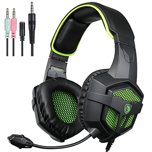 PS4 Gaming Headset,Sades SA807 Stereo PC Computer Headphones with Microphone Flexible,Volume Control Over Ear Noise Canceling 3.5mm Jack for New Xbox One Mac Gamer,Black/Green PS4 Gaming Headset,Sades SA807 Stereo PC Computer Headphones with Microphone Flexible,Volume Control Over Ear Noise Canceling 3.5mm Jack for New Xbox One Mac Gamer,Black/Green