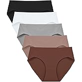 FallSweet No Show Underwear for Women Seamless High Cut Briefs Mid-waist Soft No Panty Lines,Pack of 5