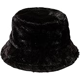 AMOFIA Womens Bucket Hats Winter Faux Fur Hat Mens Warm Fuzzy Outdoor Caps