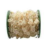 BoJia 30m /99ft Pearls String Roll Beads Garland  by The roll,Rose Flower Crystal Beads -Wedding Party Decor DIY Accessory(Golden)