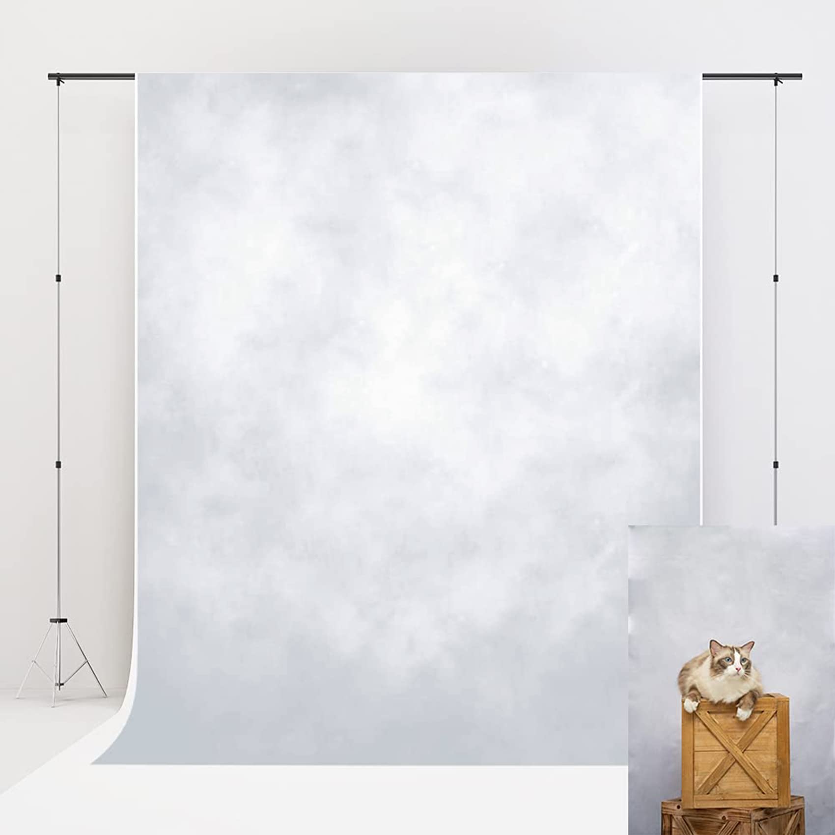 Photo 1 of Kate 5x7ft Light Grey Photo Backdrops Gray White Backdrops Abstract Photoshoot Backgrounds Headshot Backdrops Newborn Photography Backdrop