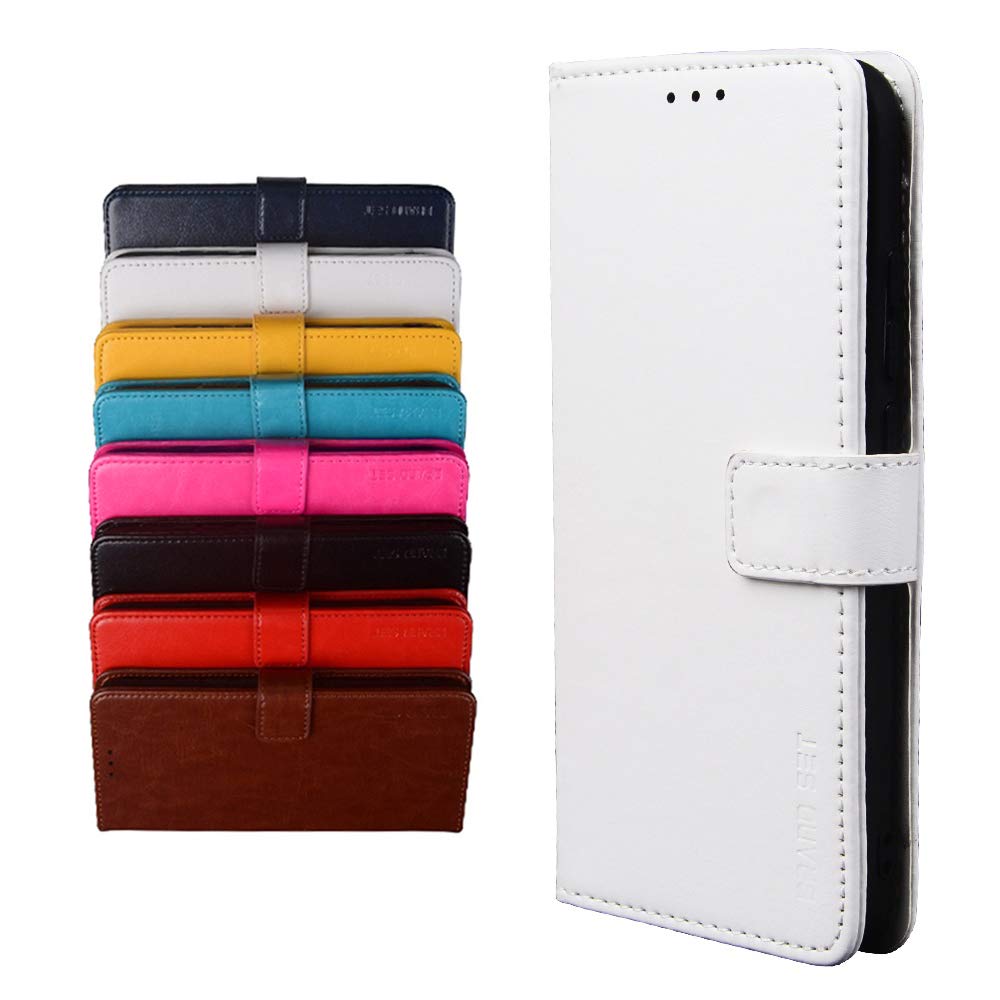 BRAND SET Case for Samsung Galaxy M21/M30S Case Wallet Style Faux Leather flip Case with Secure Magnetic Closure Lock and Bracket Function Suitable for Galaxy M21/M30S(White)