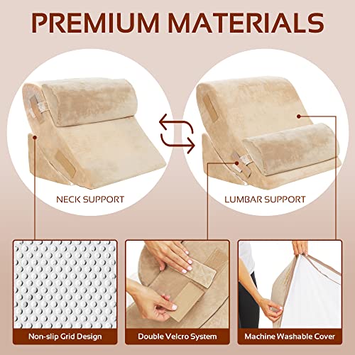 4 Pc Bed Wedge Pillows Set Orthopedic Wedge Pillow for Sleeping