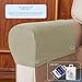 SUBRTEX Stretch Armrest Covers Spandex Arm Covers for Chairs Couch Sofa Armchair Slipcovers for Recliner Sofa with Twist Pins 2pcs (Sand)