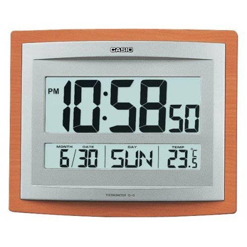 Casio Id-15s-5 Wall and Table Wood Grain Pattern Clock Temperature Digital Auto Calendar Thermo Large Wall Clock Limited Edition Battery Included