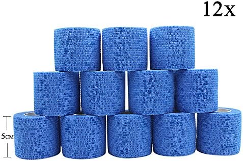 STpro 2 Inches x 5 Yards 12 Pack Self-Adhesive Bandage Vet Wrap Bandage Self Adherent Cohesive Bandage Vet Tape,Blue