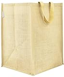Dote Twine Premium Natural Jute Burlap Multipurpose Grocery Bag with Cotton Webbed Handles, Size 12'W x 17'H x 13'Gusset