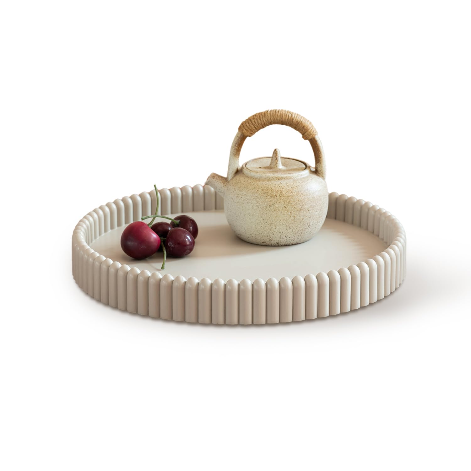 Photo 1 of Coffee Table Tray, Home Decor Round Tray, Concrete Gray Coffee Table Decor Trays, Serving Decorative Trays for Dining Table