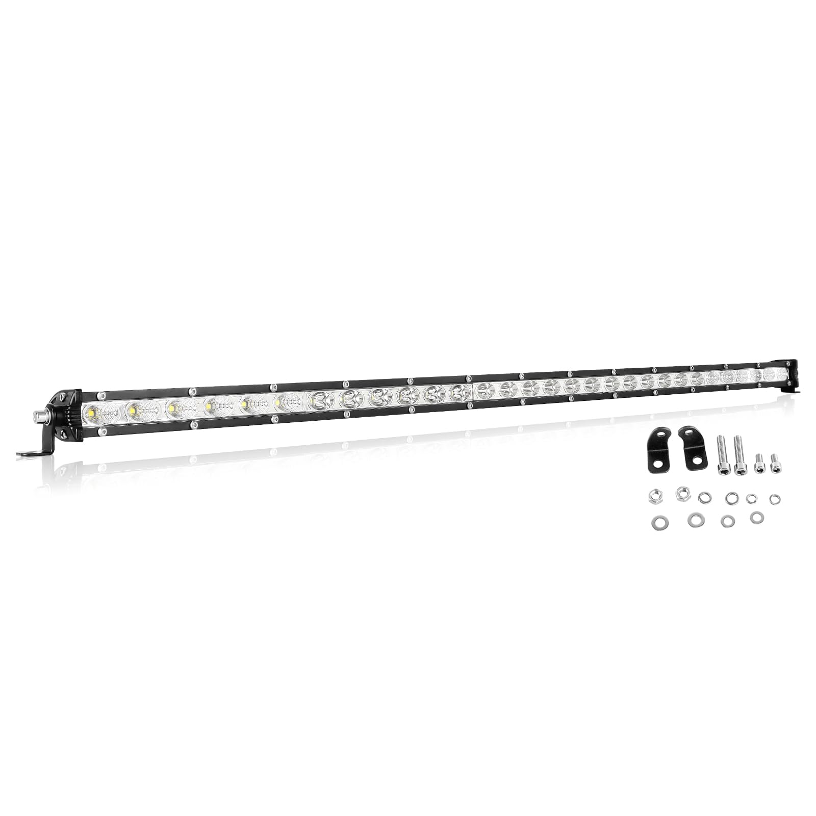 AUXTINGS 30 inch 150W Ultra Slim Single Row LED Light Bar Spot Flood Beam with Mounting Bracket For Vehicle Off Road ATV UTV SUV Truck,DC 12V 24V