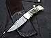 DKC Knives (13 5/18) Sale DKC-728 Golden STAG Rustic Stag Horn Damascus Steel Folding Pocket Knife Black-White Bone 6oz 7