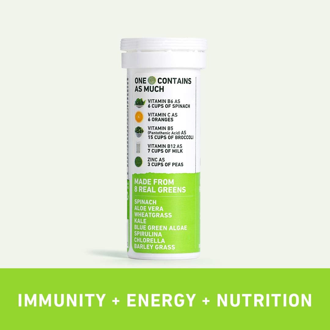 8Greens Immunity and Energy Effervescent Tablets - Packed with 8 Powerful Super Greens (Melon, 1 Tube/10 Tablets): Health & Personal Care