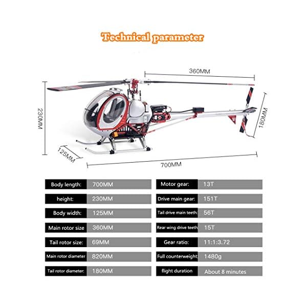WEIFLY Fernbedienung Hubschrauber RC Drone, 9-Kanal mit Gyroskop Errichtet für Stabilität, Simulation Full Metal Hoch… – Bild 7