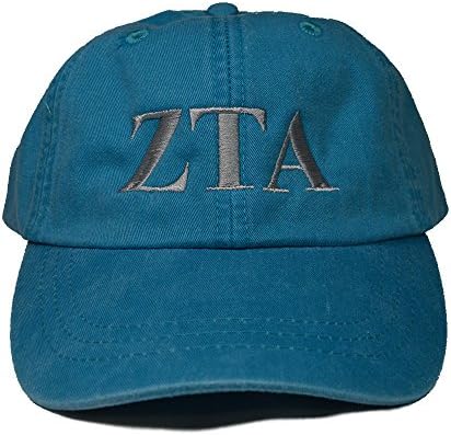 Zeta Tau Alpha ZTA (L) Bright Blue with Gray Thread Sorority Baseball Hat Cap Greek Letter Sports Cap Adjustable Strap