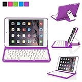 Luxmo Aluminum 360 Swivel Rotating Stand Case Cover Built-in Bluetooth Keyboard for Ipad Mini & iPad Mini with Retina Display Purple