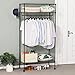 SONGMICS Heavy Duty Garment Rack with Wheels, 2 Shelves Black ULGR45P
