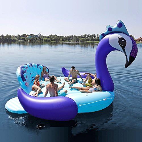 Pretty Peacock Island - Gigantic Inflatable 6-Adult Party Lake Float