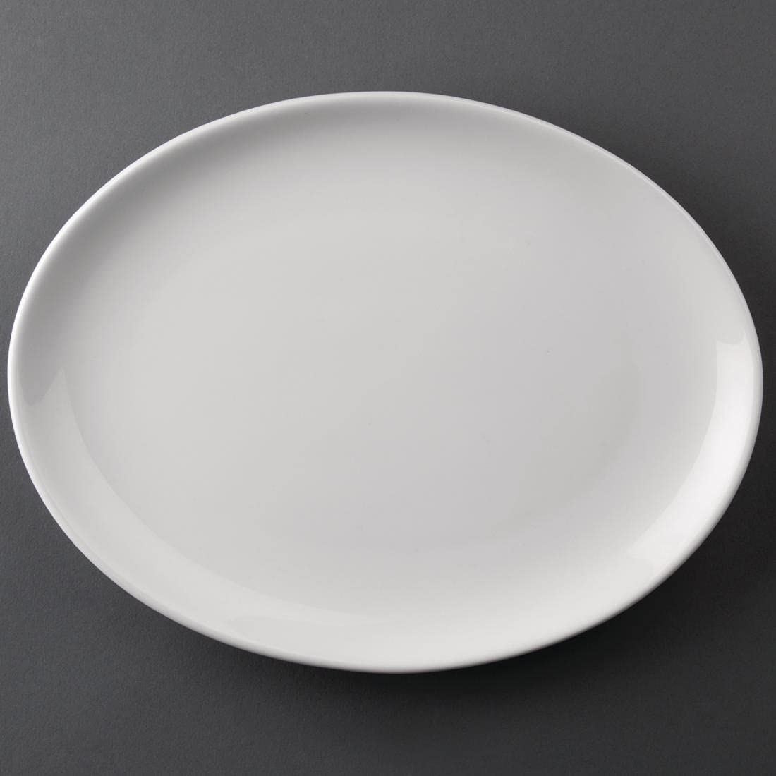 Olympia 2835 Athena Hotelware Oval Coupe Plate - 254x197mm 10x7 3/4" (Box 12), White
