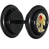 Body Candy Black Stainless Steel Red Rose Skeleton Cameo Cheater Plug Pair