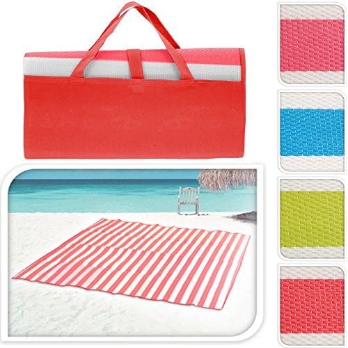 NEW EXTRA LARGE BEACH MAT RUG ROLL SUNBATHING LOUNGER BBQ CAMPING PICNIC BLANKET (STRIPE BLUE 895271)