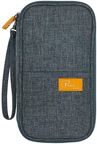 Travel Wallet Passport Holder Document Orgnazier with Zipper and Strap for Women/Men/Family/Traveling (Black)