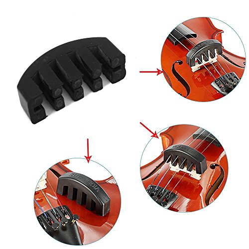 Timiy 2Pcs Durable Heavy Rubber Violin Mute Violin Silencer Violin Practice Accessories (Black) - Thumbnail 2