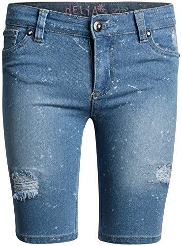 dELiAs Girls Soft Stretch Denim Bermuda Style Shorts (2 Pack), Paint Splatter, Size 14