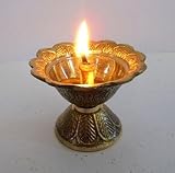 Artcollectibles India Brass Diya Deepak Akhand Jyot Kuber Hindu Temple Havan Puja Religious Oil Lamp