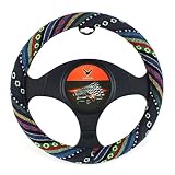 15 inch New Baja Blanket Car Steering Wheel Cover Universal Fit Most Cars Bell Automotive Blue Ethnic Style Coarse Flax Cloth