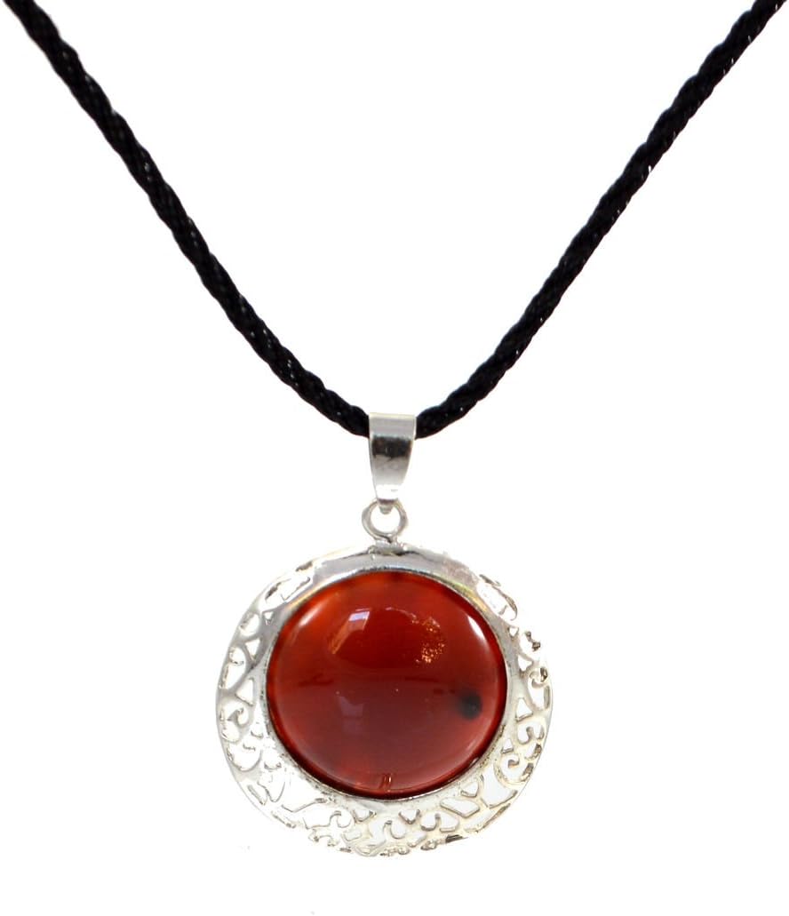 Small Island Carnelian (Red Onyx) Crystal Gemstone Necklace on Braided Cord 18'' (in Organza Bag)