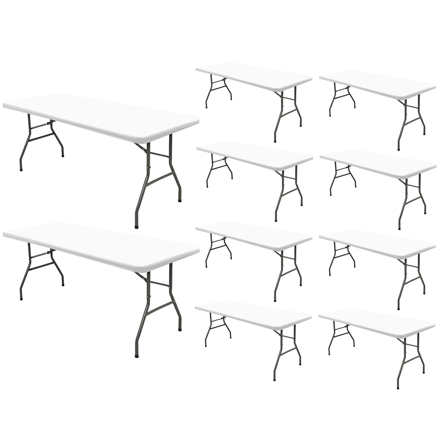 Photo 1 of 10 Pack Picnic Table Cover Fitted Tablecloths 8 Foot Rectangle Tables Elastic Waterproof Stretch Washable Patio Folding Outdoor Spandex Table Cloth for Camping Banquet and Parties (White,30" x 96")