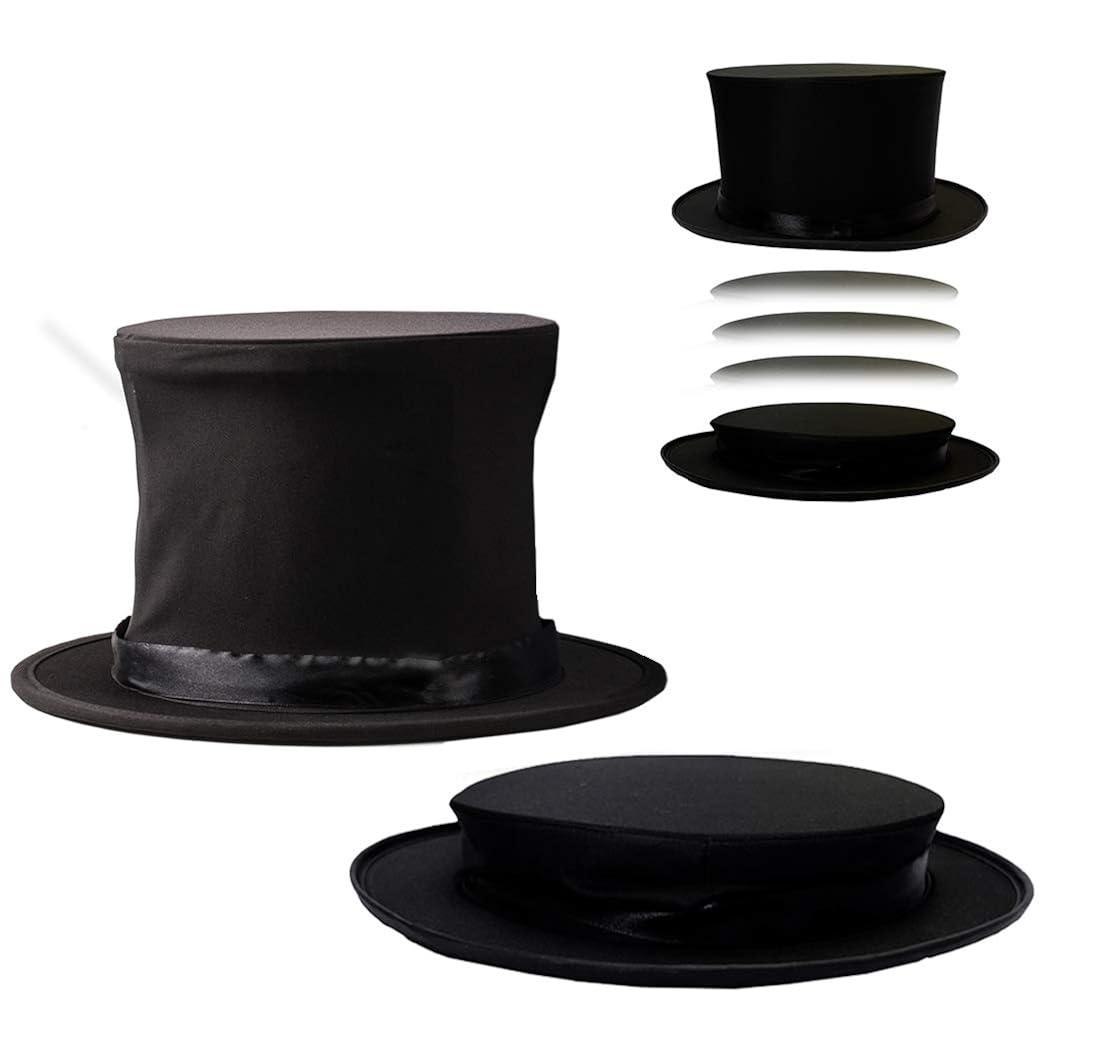 Costume Hats Top Hat Magician Costume Collapsible Black Hat Magic