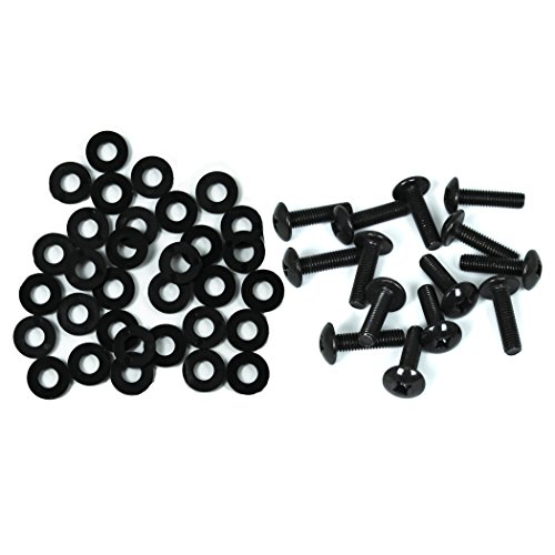 TCH Hardware 25 Pack Rack Rail Mounting Screws & Washers - Black 10-32 x 3/4" - Server AV Cabinet Bolts Cage Nuts Fasteners