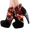 SHOW-STORY-Black-Skull-in-Fire-Strappy-Buckle-High-top-Bone-High-Heel-Platform-Ankle-BootsLF80664