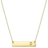 Scaleer Initial Bar Necklace 18K Gold Plated Stainless steel Initial Necklace Simple Delicate Balance Bar Letter Pendant Monogram Name Necklace for Women