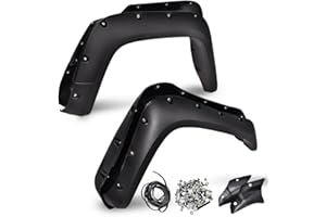 G-PLUS Pocket Riveted Fender Flares, Compatible With Toyota FJ Cruiser 2007-2014, Black Wheel Cover Protector Pickup Truck Accessories Trim Guards 4pcs (Textured Surface)