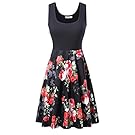 KIRA Women's Vintage Scoop Neck Midi Dress Sleeveless A-Line Cocktail Party Tank Dress (Large, 6500-3)