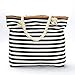 We We Summer Beach Bag Duffel Bags Waterproof Canvas Tote Hand Bag for Women Girls, Style 02, Stripe Black Large