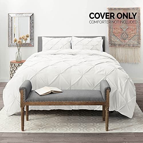 Nestl White Duvet Cover Queen Size Pintuck Queen Duvet Cover Set, 3