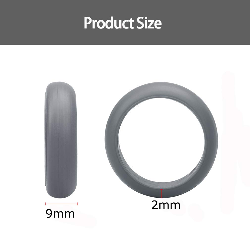 HouNa Silicone Wedding Ring Rubber Wedding Bands for Men & Women 4 Pack 9mm Wide Silver Black Grey Light Grey