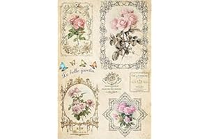 EUROPEAN EXCELLENCY Rice Paper for Decoupage A4 Floral Decoupage Paper Vintage (French Postcards - 2 Sheets)