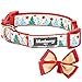 Blueberry Pet 4 Patterns Christmas Moments of Fantasy Embrace Nature Designer Adjustable Bowtie Dog Collar, Small, Neck 12