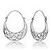 925 Oxidized Sterling Silver Open Celtic Knot Symbol Half Moon Hinged Hoop Earrings 1.2