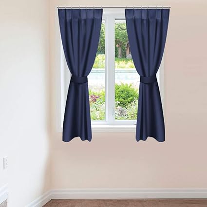 Amazon Otraki カーテン 遮光 小窓用 100x110cm タッセル付き 2枚組 洗える 1級 一級 遮光カーテン 110cm丈 2枚 無地 Uvカットカーテン 厚手カーテン 断熱 保温 保冷 節電 遮光率99 昼夜目隠し 北欧風 ネイビー カーテン オンライン通販