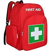 Jipemtra Red Emergency Bag First Aid Backpack Empty Medical First Aid Bag Treatment First Responder Trauma Bags for Camping Cycling Outings Daycare