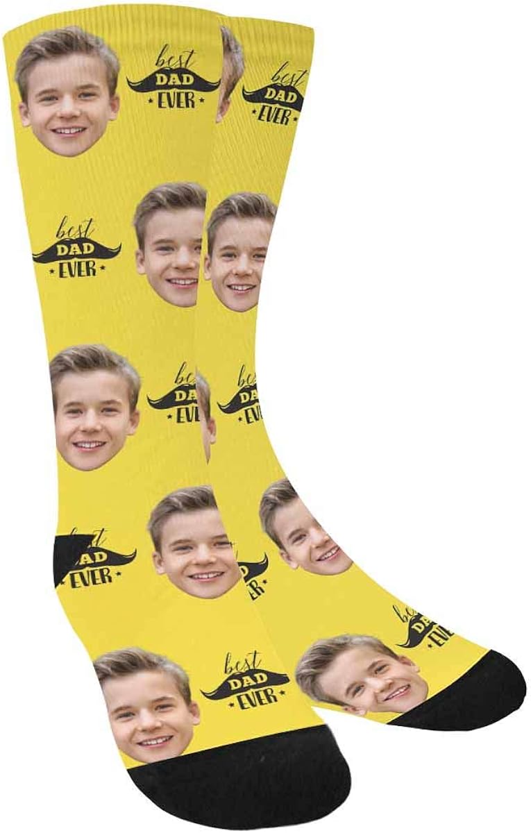 Amazon Com Custom Face Socks For Men And Women Best Daddy Ever Moustache Yellow Animal Face Socks Clothing