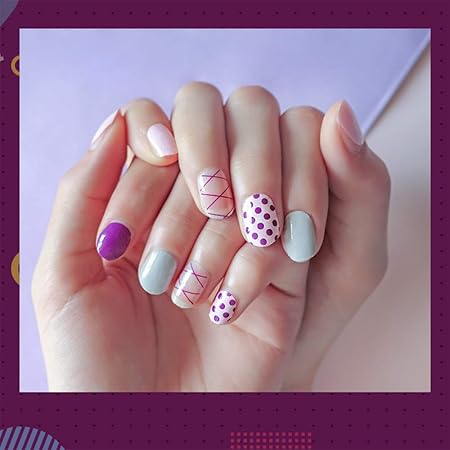 Amazon ネイルシール ネイルチップ 手用 3d立体感 損傷のないジェルネイルシール 貼るだけ 手の爪 つけ爪 可愛い人気 ネイルステッカー 女性おしゃれな 上級 22枚入り 品質保証 パープル ゴージャス シール ステッカー 通販