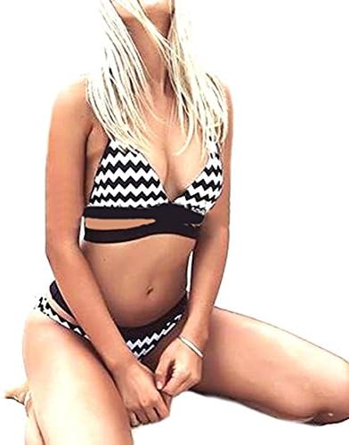 Hihihappy Trendy Womens Sexy Cut Out Triangle Halter Beach Bikini Set Swimwear WhiteMedium Comfortable