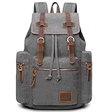 GINGOOD Canvas Backpacks Vintage Rucksack Casual Leather Army Kipling Knapsack 19L