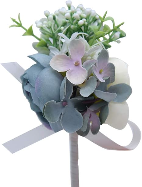 Amazon Misaki ウエディング ブートニア ブライダル 花嫁 花婿 コサージュ 牡丹 紫陽花 造花 結婚式 ニ次会 撮影 造花 オンライン通販